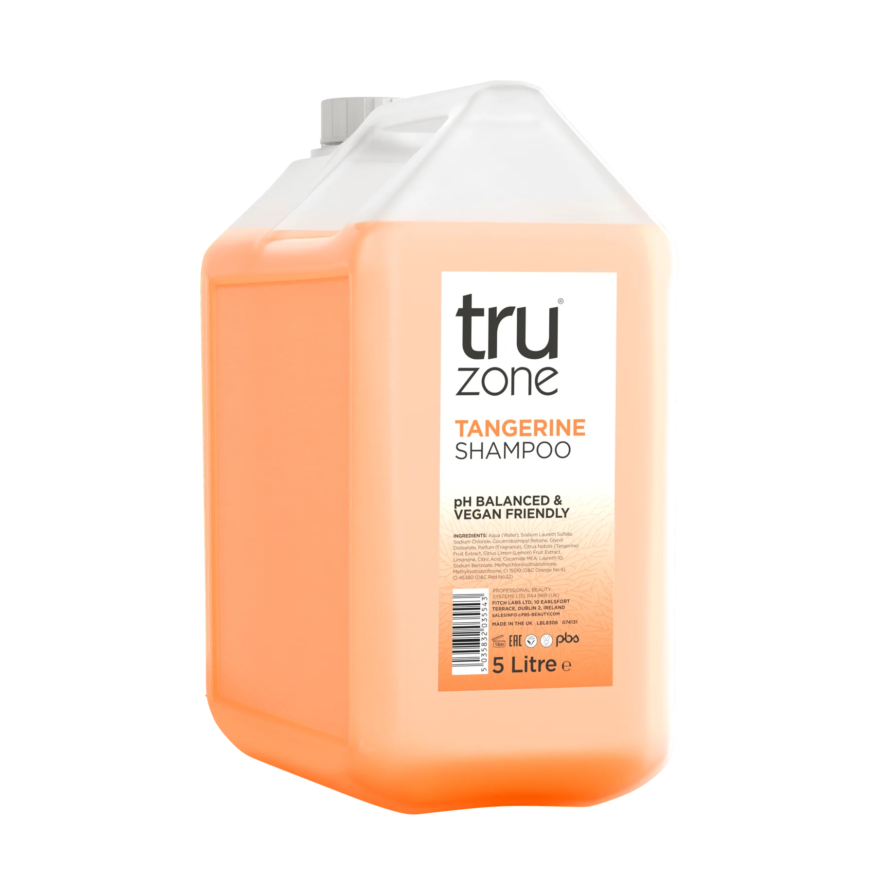 TRUZONE TANGERINE 5L SHAMPOO pH BALANCED & VEGAN FRIENDLY