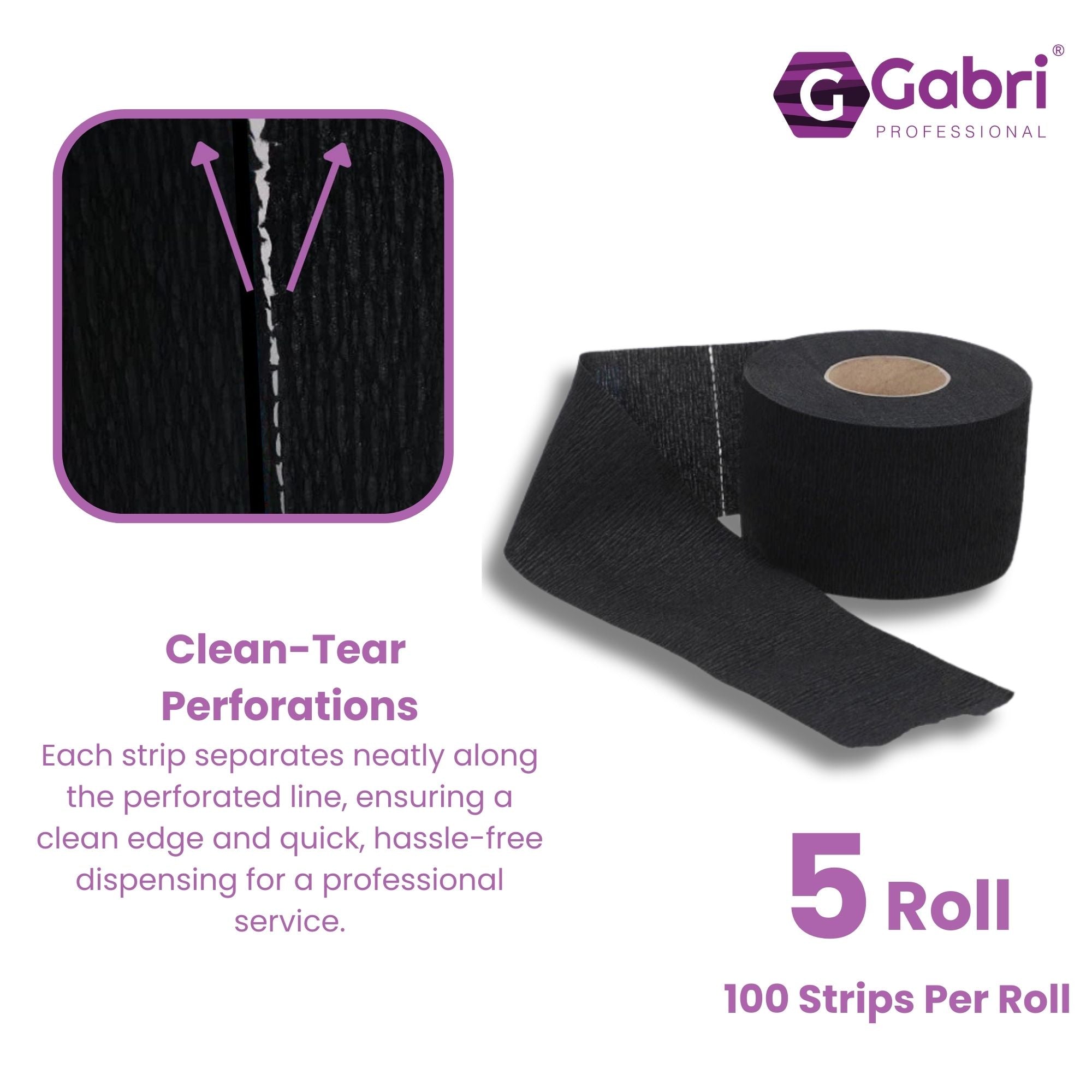 Gabri Professional - Barber Neck Strip Black 5x100pcs