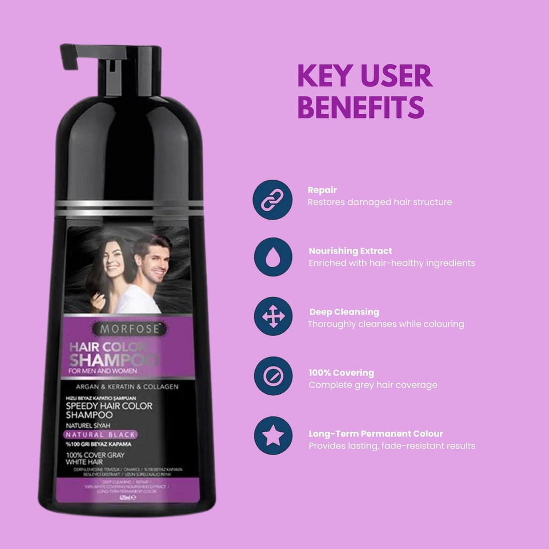 Morfose - Speed Hair Color Shampoo Natural Black 420ml