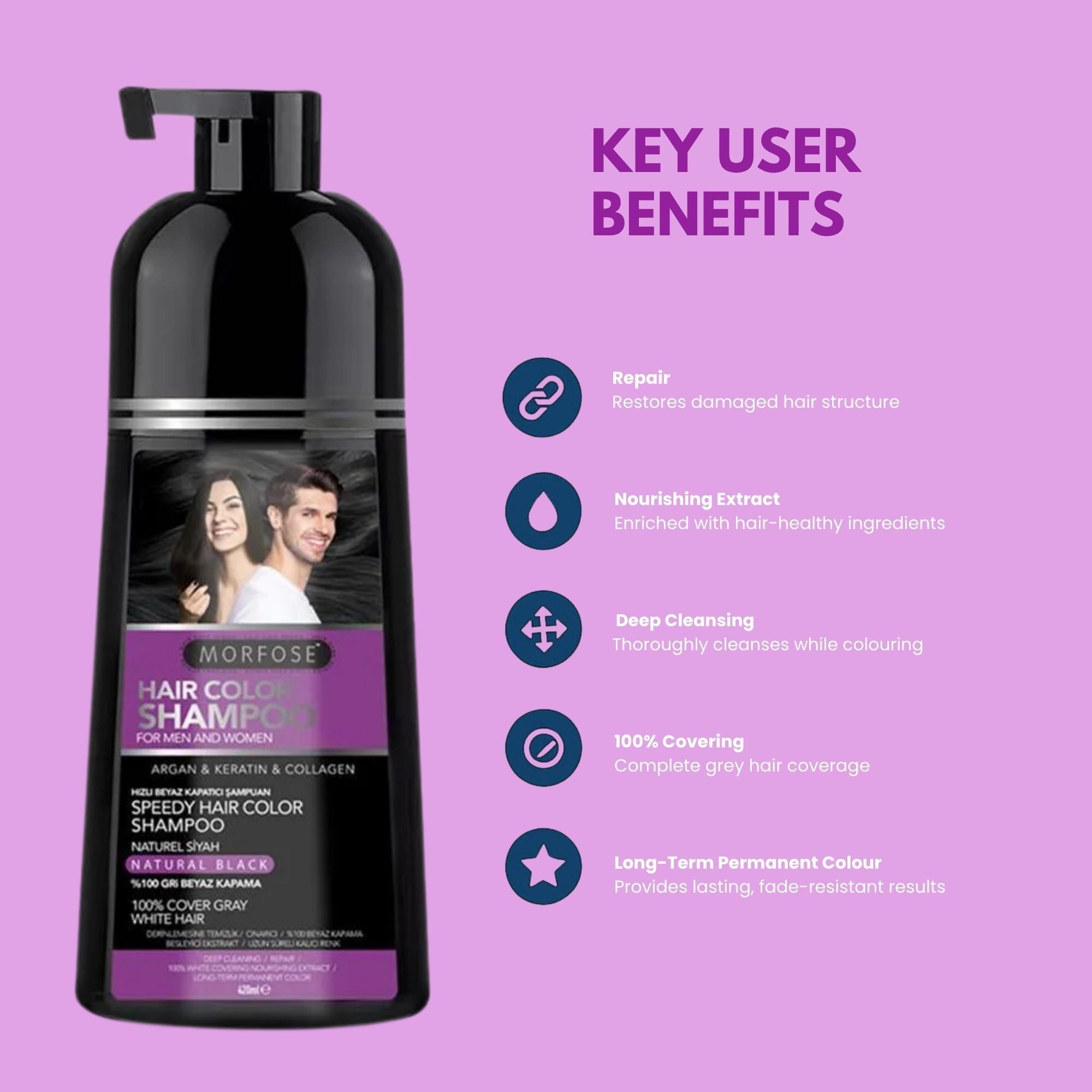 Morfose - Speed Hair Color Shampoo Natural Black 420ml