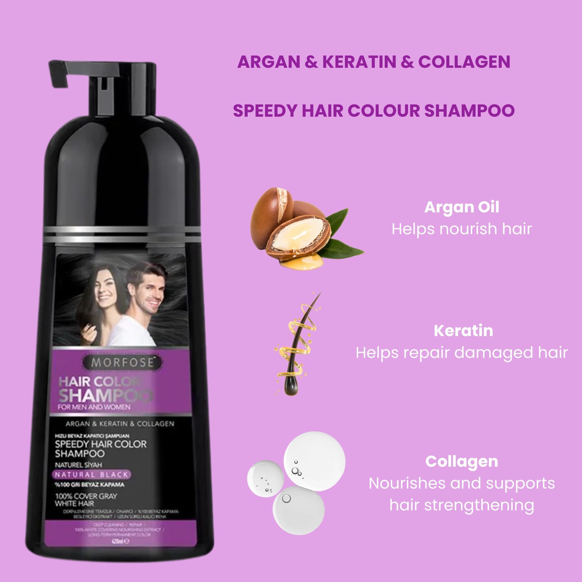 Morfose - Speed Hair Color Shampoo Natural Black 420ml
